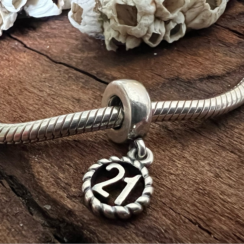 Authentic Pandora Charm 21 Dangle Birthday Gify Milestone Pendant Silver